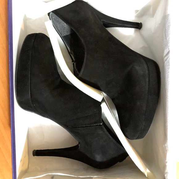 9M Stuart Weitzman Logocoverup Black Suede Booties - Picture 15 of 16